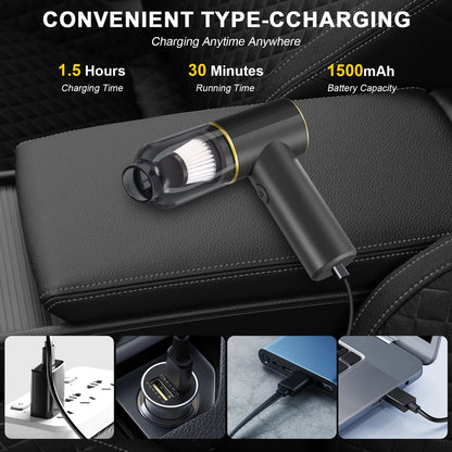Handheld 9000Pa Car & Home Vacuum Cleaner with Multi-Nozzles for Car, Pet, Office, Home Cleaning